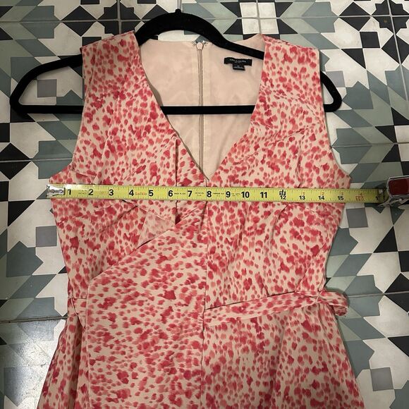 Ann Taylor Womens Red Sleeveless V-Neck Ruffle Stretch Partywear Shift Dress 0 - Picture 6 of 8